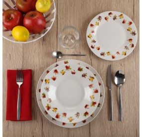 SET OF TABLE PLATES 18PCS STRAWBERRY PORCELAIN