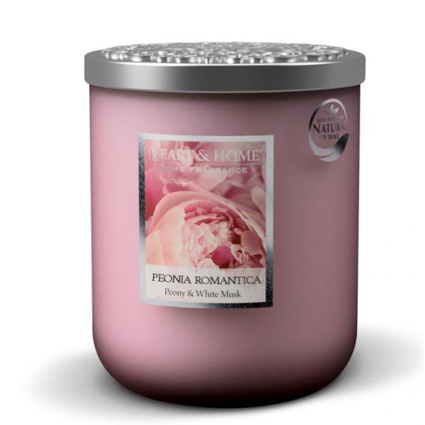 CANDELA SOIA PROFUMATA PEONIA ROMANTICA GRANDE 340G HEART&HOME