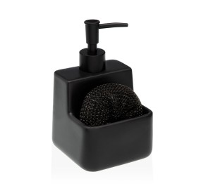 DISPENSER SAPONE CON PORTA SPUGNA NERO