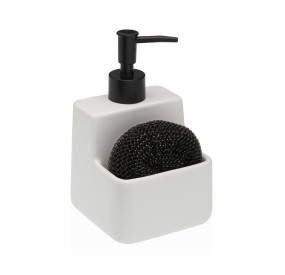 DISPENSER SAPONE CON PORTA SPUGNA BIANCO