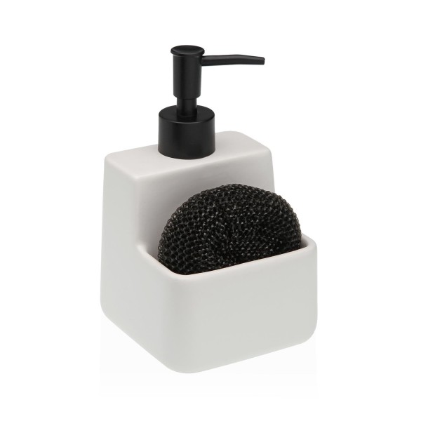 DISPENSER SAPONE CON PORTA SPUGNA BIANCO