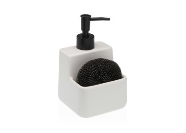 DISPENSER SAPONE CON PORTA SPUGNA BIANCO