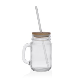 GLASS JAR WITH STRAW