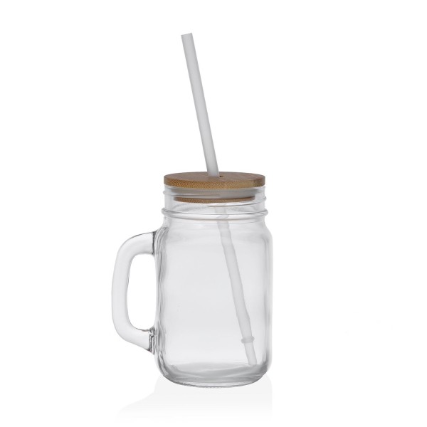 GLASS JAR WITH STRAW