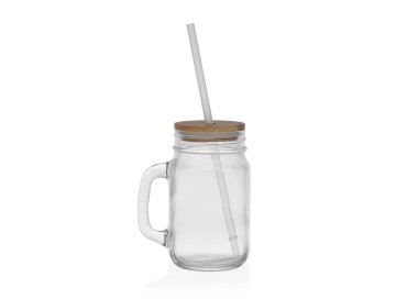 GLASS JAR WITH STRAW