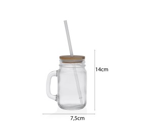 GLASS JAR WITH STRAW