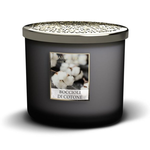 CANDELA SOIA PROFUMATA BOCCIOLI DI COTONE 2 STOPPINI 220G HEART&HOME