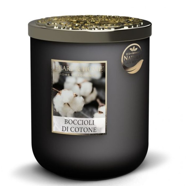 CANDELA SOIA PROFUMATA BOCCIOLI DI COTONE GRANDE 320G HEART&HOME