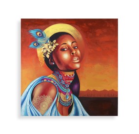 CANVAS PAINTING ETHNIC WOMAN 80x80cm