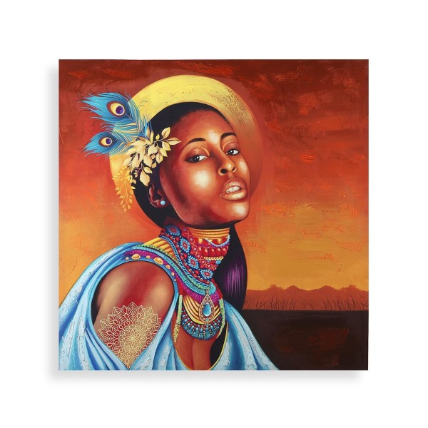 CANVAS PAINTING ETHNIC WOMAN 80x80cm