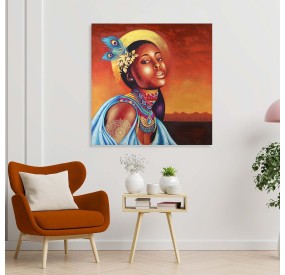 CANVAS PAINTING ETHNIC WOMAN 80x80cm