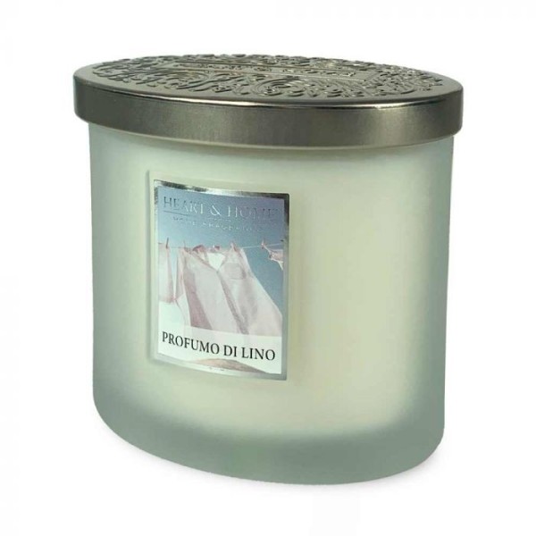 SCENTED SOY CANDLE LINEN SCENT 2 WICKS 230G HEART&HOME