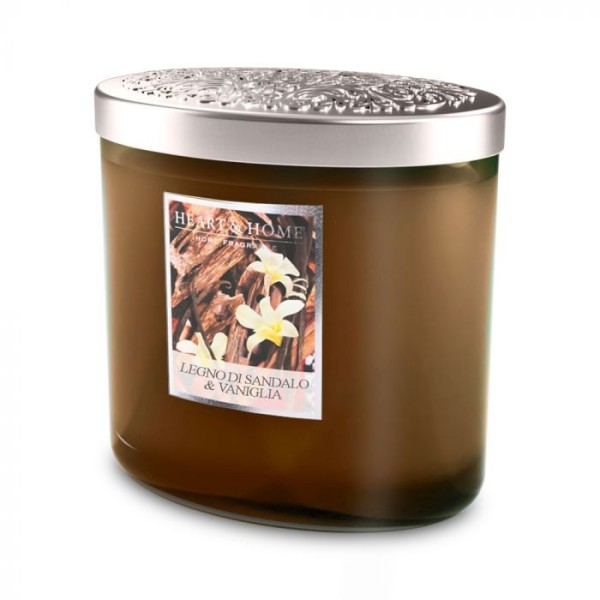 SANDALWOOD & VANILLA SCENTED SOY CANDLE 2 WICKS 230G HEART&HOME