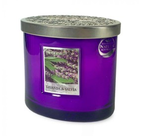 CANDELA SOIA PROFUMATA LAVANDA E SALVIA 2 STOPPINI 230G HEART&HOME