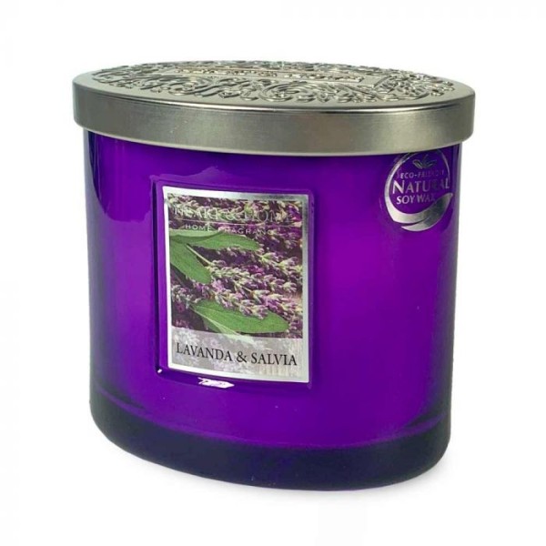 LAVENDER AND SAGE SCENTED SOY CANDLE 2 WICKS 230G HEART&HOME