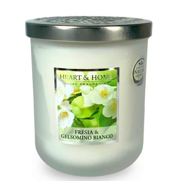 LARGE SCENTED SOY CANDLE FREESIA & JASMINE 340G HEART&HOME