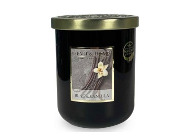 SCENTED SOY CANDLE BLACK VANILLA SMALL 115G HEART&HOME