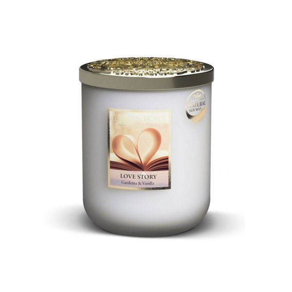 CANDELA SOIA PROFUMATA LOVE STORY PICCOLA 110G HEART&HOME