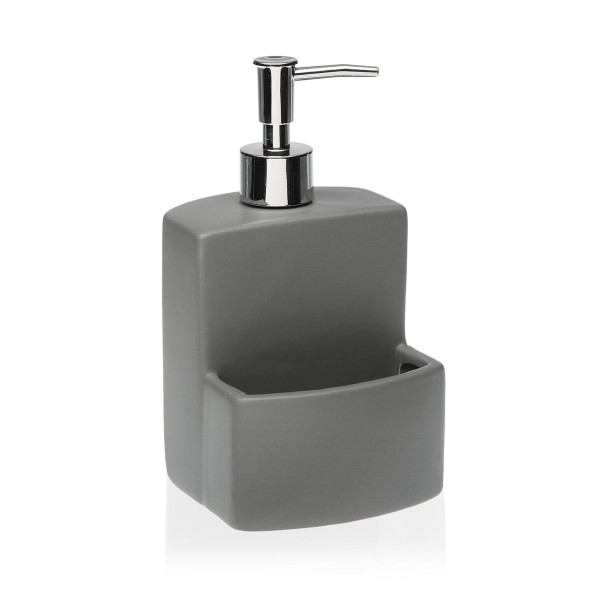 DISPENSER SAPONE CON PORTA SPUGNA GRIGIO