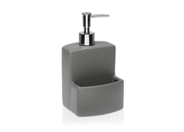 DISPENSER SAPONE CON PORTA SPUGNA GRIGIO