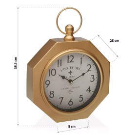 OCTAGONAL TABLE \ WALL CLOCK GOLD VERSA