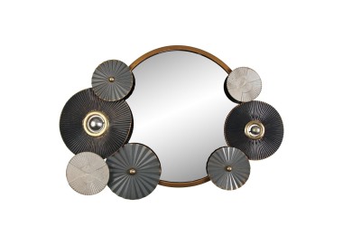 SQUARE MIRROR METAL CIRCLES 53x79cm