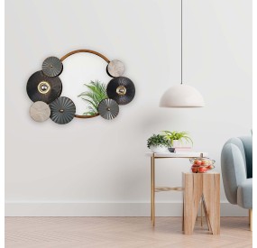 SQUARE MIRROR METAL CIRCLES 53x79cm