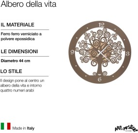 ROUND WALL CLOCK TREE OF LIFE ARTI E MESTIERI DIAM. 44CM