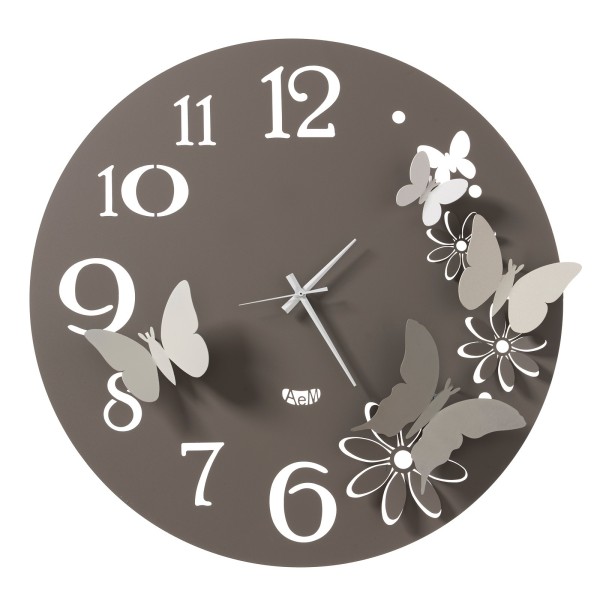 LARGE WALL CLOCK FLOWERS AND BUTTERFLIES ARTI E MESTIERI DIAM.60CM