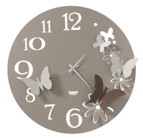 LARGE WALL CLOCK FLOWERS AND BUTTERFLIES ARTI E MESTIERI DIAM.60CM