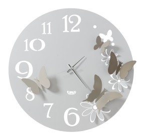 LARGE WALL CLOCK FLOWERS AND BUTTERFLIES ARTI E MESTIERI DIAM.60CM