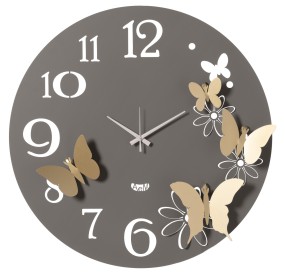 LARGE WALL CLOCK FLOWERS AND BUTTERFLIES ARTI E MESTIERI DIAM.60CM