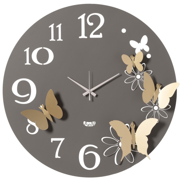 LARGE WALL CLOCK FLOWERS AND BUTTERFLIES ARTI E MESTIERI DIAM.60CM