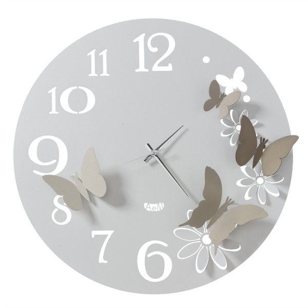 SMALL WALL CLOCK FLOWERS AND BUTTERFLIES ARTI E MESTIERI DIAM.45CM