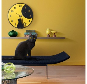 WALL CLOCK MOON WHISKERS CATS ARTI E MESTIERI DIAM.43CM