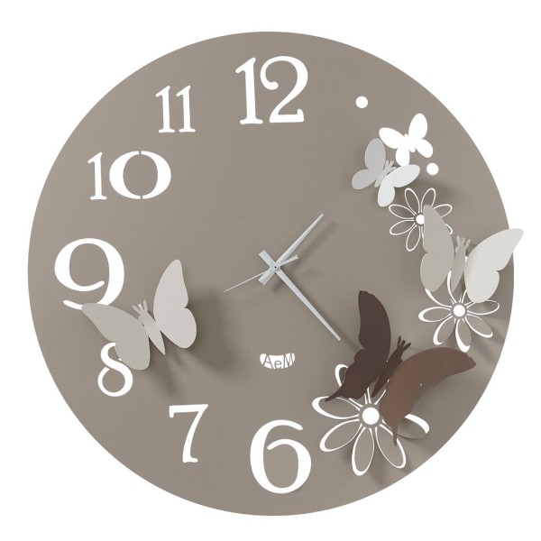 SMALL WALL CLOCK FLOWERS AND BUTTERFLIES ARTI E MESTIERI DIAM.45CM