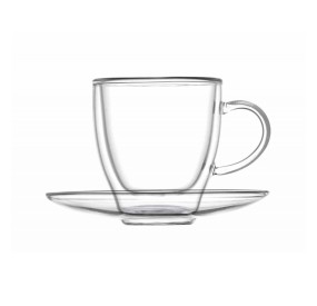 SET OF 2 BRANDANI DOUBLE GLASS COFFEE CUPS