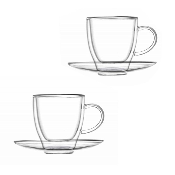 SET OF 2 BRANDANI DOUBLE GLASS COFFEE CUPS