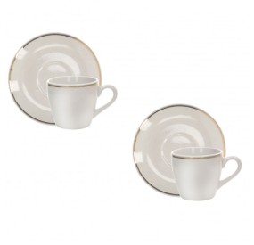 SET OF 2 BRANDANI GOLD POINT PORCELAIN COFFEE CUPS