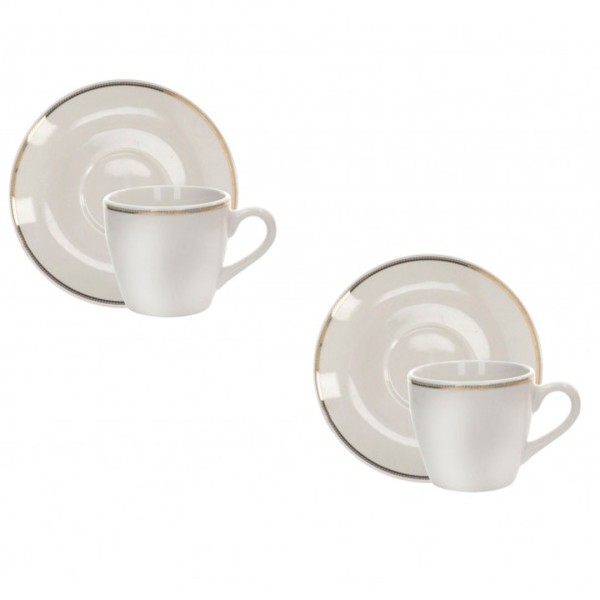 SET OF 2 BRANDANI GOLD POINT PORCELAIN COFFEE CUPS