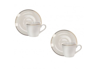 SET OF 2 BRANDANI GOLD POINT PORCELAIN COFFEE CUPS