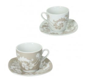 SET OF 2 BRANDANI DECORATED PORCELAIN COFFEE CUPS