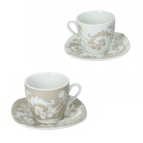 SET OF 2 BRANDANI DECORATED PORCELAIN COFFEE CUPS