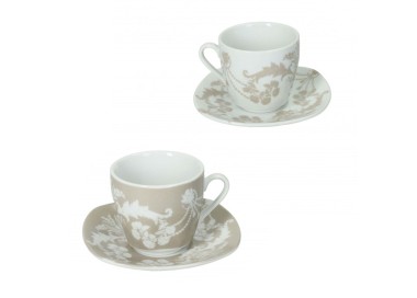 SET OF 2 BRANDANI DECORATED PORCELAIN COFFEE CUPS