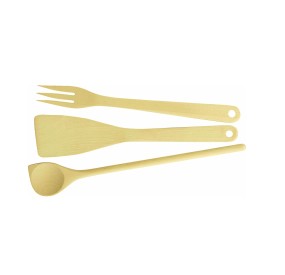 SET OF LADLE + SPOON + FORK WOODY TESCOMA