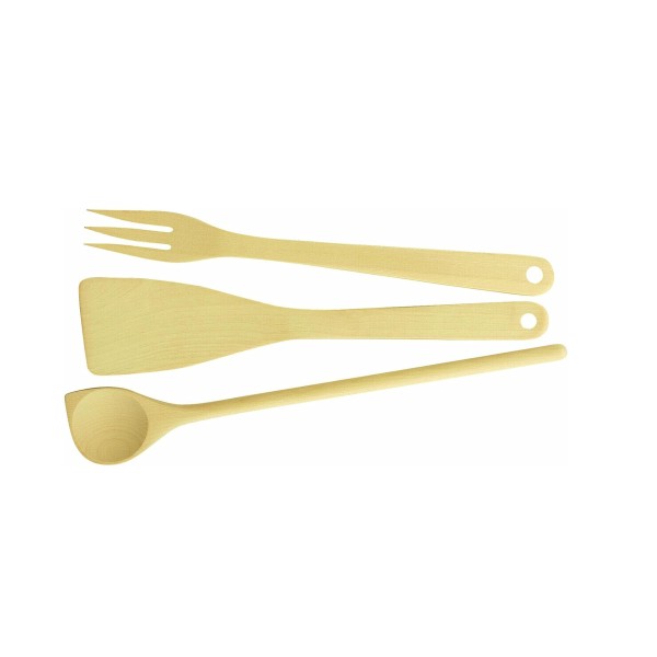 SET OF LADLE + SPOON + FORK WOODY TESCOMA