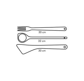 SET OF LADLE + SPOON + FORK WOODY TESCOMA