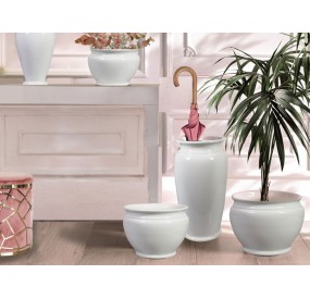 BRANDANI WHITE CERAMIC UMBRELLA STAND