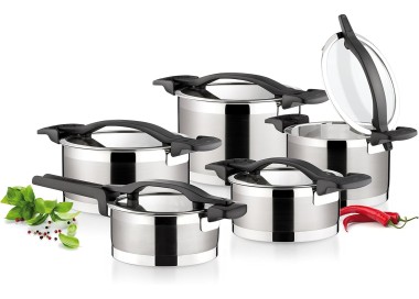 BATTERIA 5 PENTOLE LINEA ULTIMA ACCIAIO INOX TESCOMA