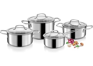 BATTERIA 4 PENTOLE LINEA OPTIMA ACCIAIO INOX TESCOMA